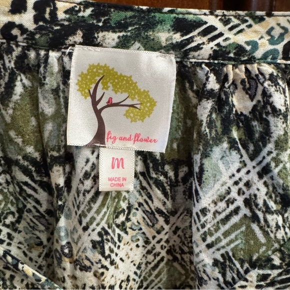 Anthropologie Fig & Flower Women's Animal Print Blouse Boho Peasant Medium - Picture 3 of 14